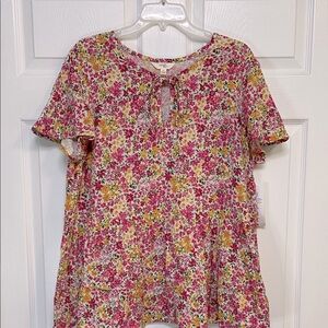 Terra & Sky Pink and Yellow Floral Blouse